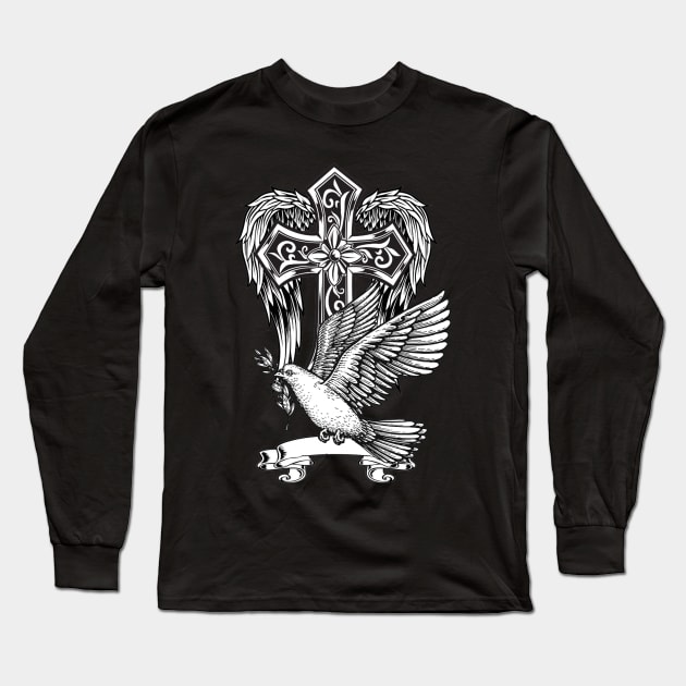 CROSS BIRD DESIGN SHIRT Long Sleeve T-Shirt by APOCALYPTIK